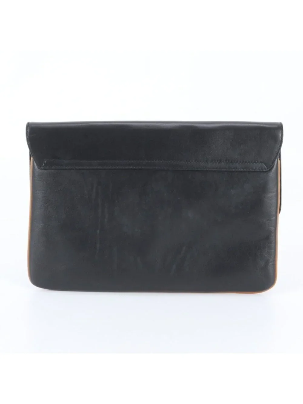 Celine Carriage Leather Clutch Pouch Business Black